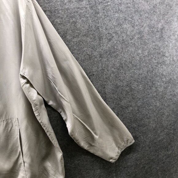 VTG Clothes Silky Jacket Womens L Gray Windbreaker Lightweight Hooded Full Zip - Picture 5 of 8